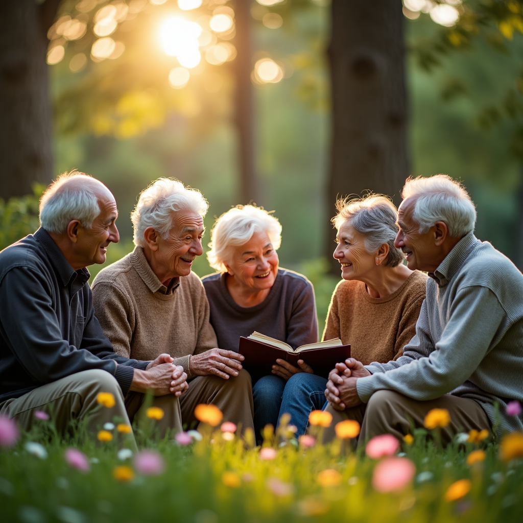 group of seniors in the park